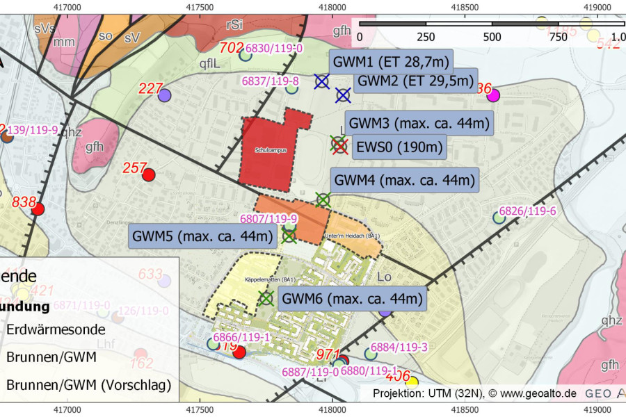 Detailkarte mit möglichen Erkundungspunkten