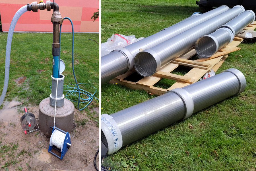 Wickeldrahtfilter und Pumpversuch an GWM