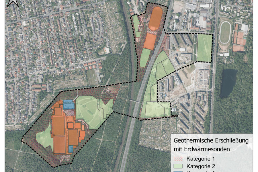 Übersichtskarte eines Projektgebietes mit verfügbaren Flächen