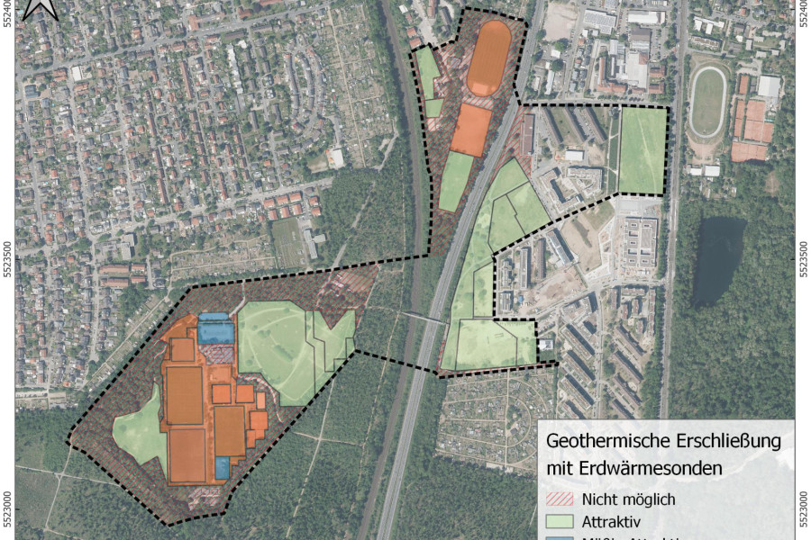 Übersichtskarte eines Projektgebietes mit verfügbaren Flächen
