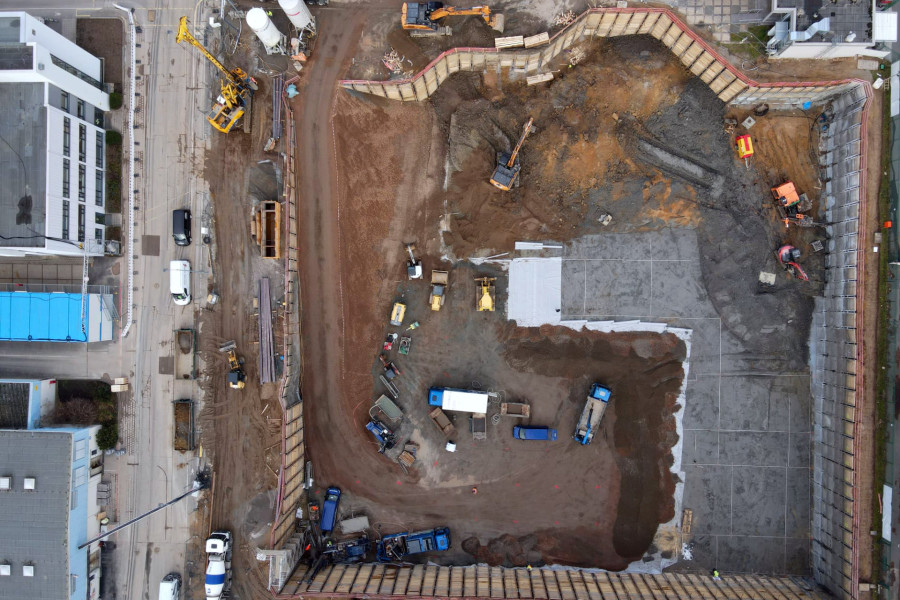 Luftbild der Baugrube