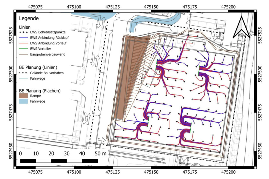 Schematische Skizze des Baufeldes