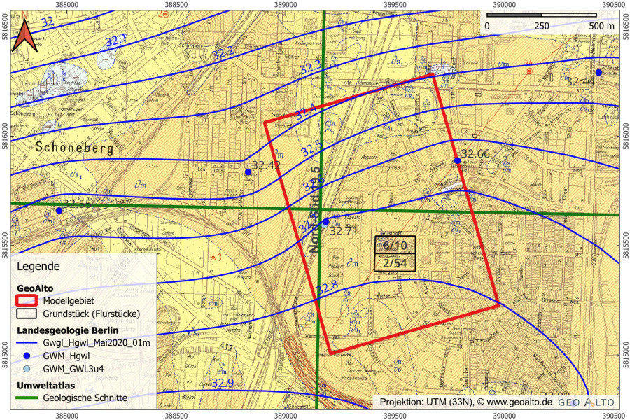 Grundwassergleichen im Hauptgrundwasserleiter